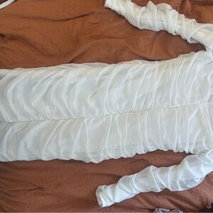 White Ruched Off-Shoulder Top